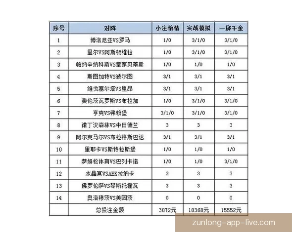 足球竞猜投注策略全面解析 帮你提高中奖率的实用技巧与经验分享